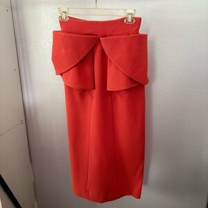 AQ AQ UK sz 8 Orange Pam MAXI SKIRT ALTERED AQ/AQ Peplum Origami